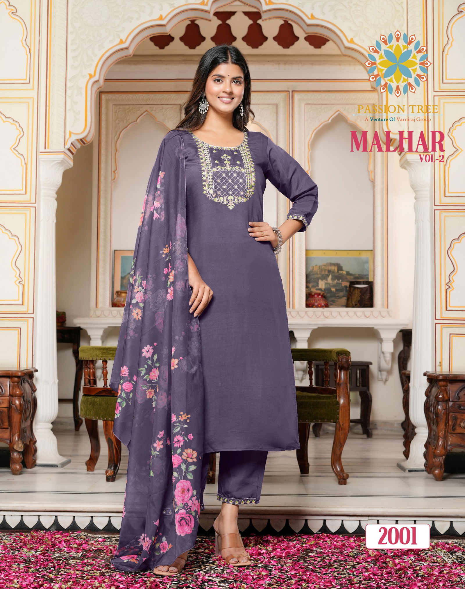 Malhar Vol 2 By Passion Tree Roman Silk Embroidery Readymade Suits Wholesale Price In Surat
